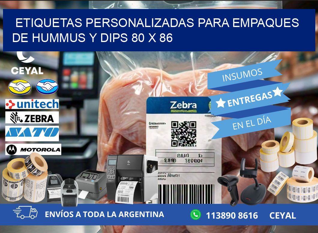 Etiquetas personalizadas para empaques de hummus y dips 80 x 86
