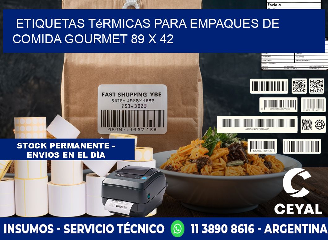 Etiquetas térmicas para empaques de comida gourmet 89 x 42