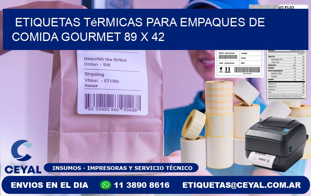 Etiquetas térmicas para empaques de comida gourmet 89 x 42