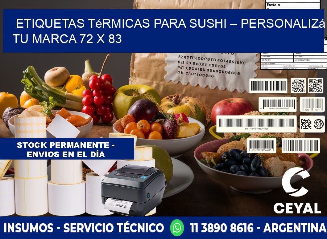Etiquetas térmicas para sushi – Personalizá tu marca 72 x 83