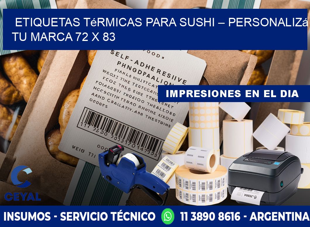 Etiquetas térmicas para sushi – Personalizá tu marca 72 x 83
