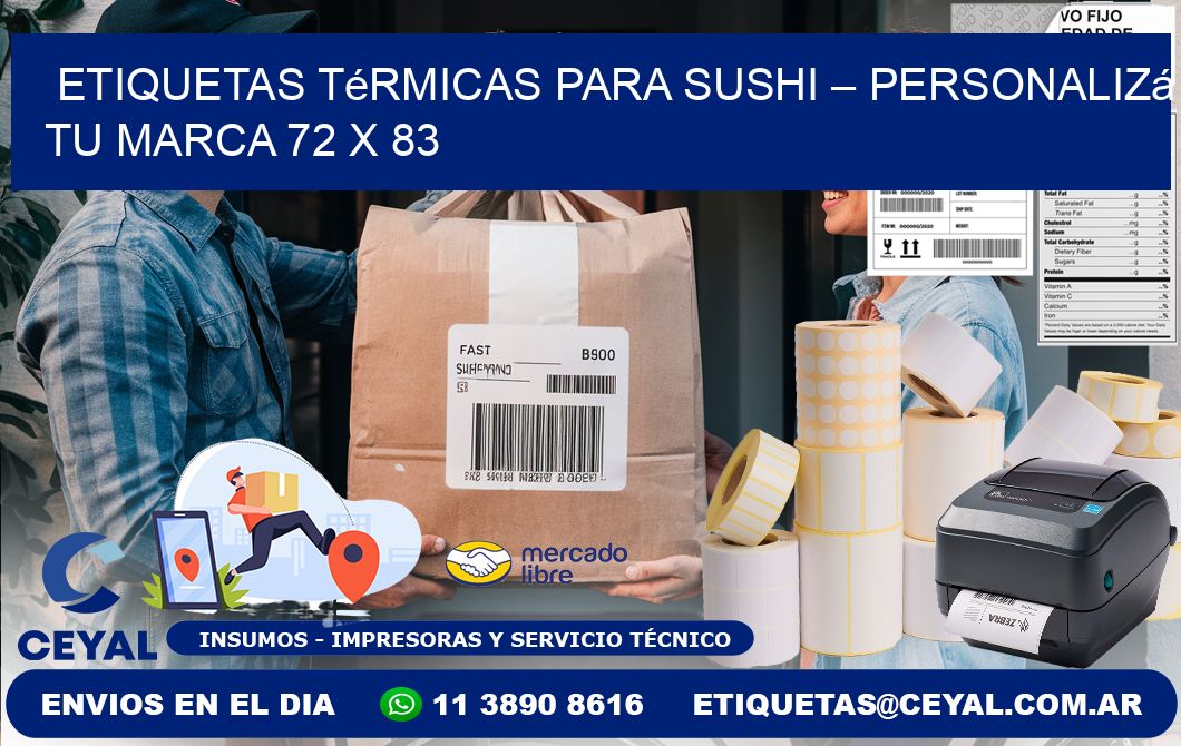 Etiquetas térmicas para sushi – Personalizá tu marca 72 x 83