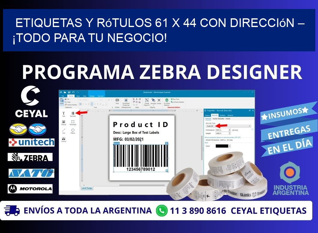 Etiquetas y Rótulos 61 x 44 con Dirección – ¡Todo para tu Negocio!