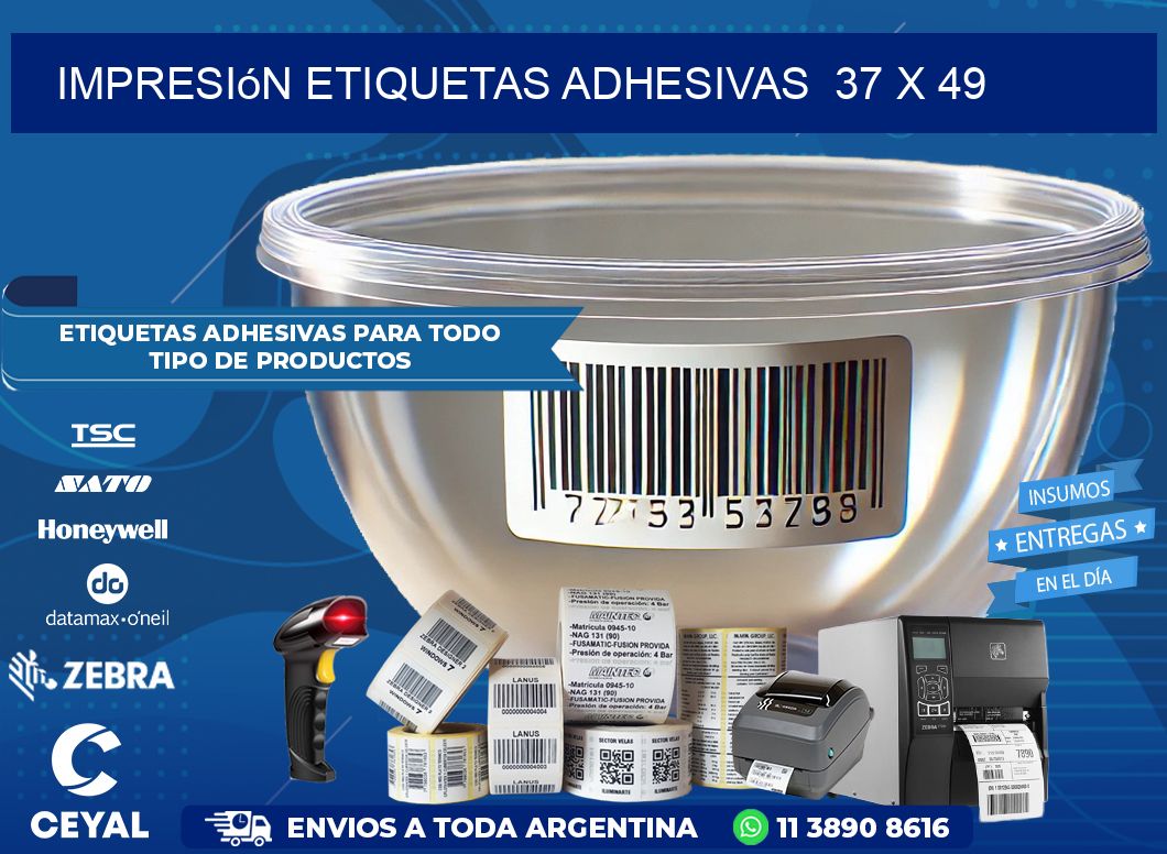 Impresión Etiquetas adhesivas 37 x 49