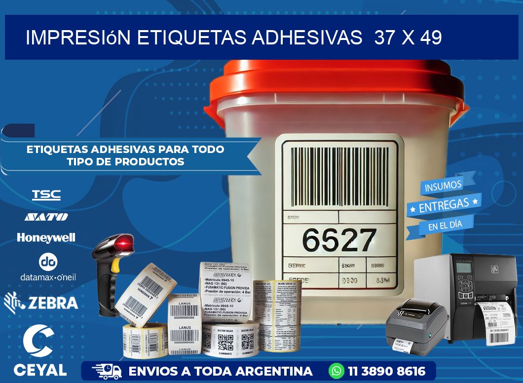 Impresión Etiquetas adhesivas 37 x 49