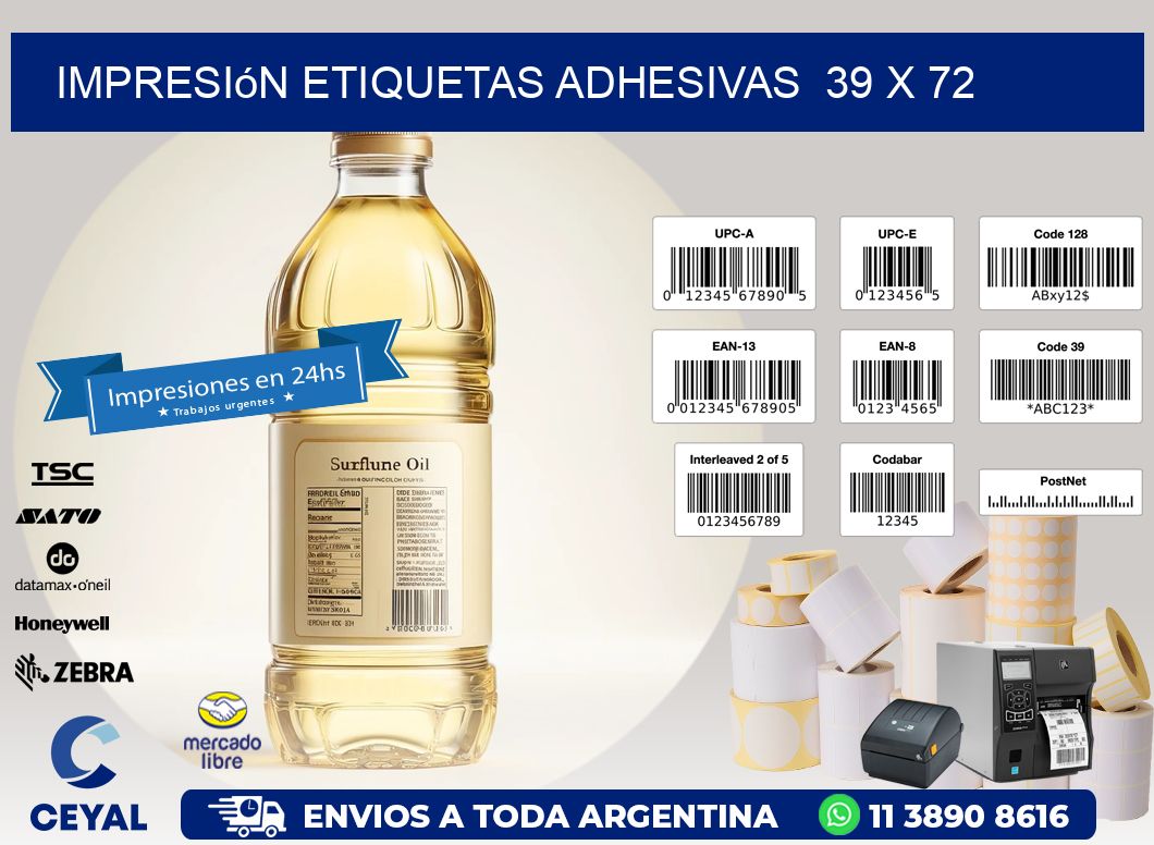 Impresión Etiquetas adhesivas  39 x 72