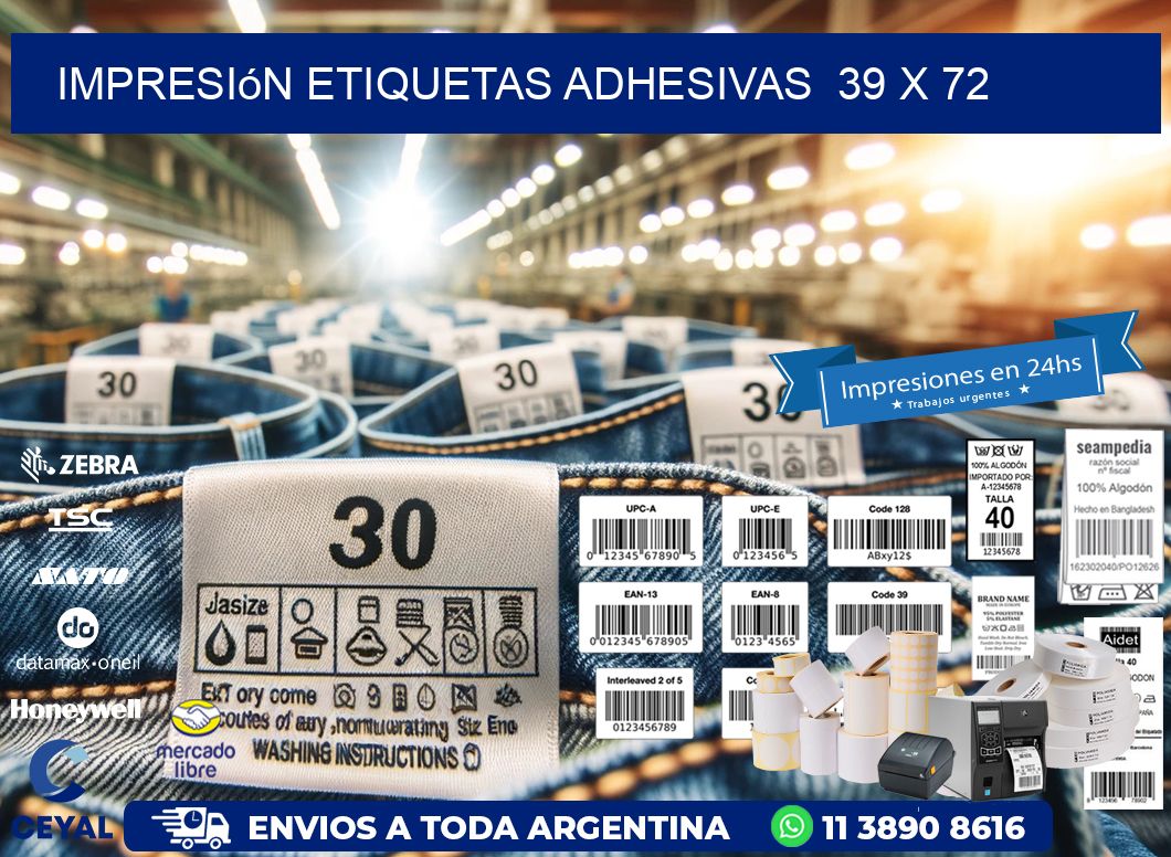 Impresión Etiquetas adhesivas  39 x 72