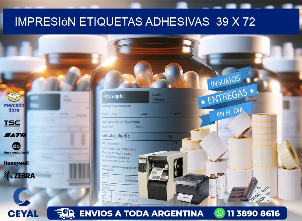Impresión Etiquetas adhesivas  39 x 72