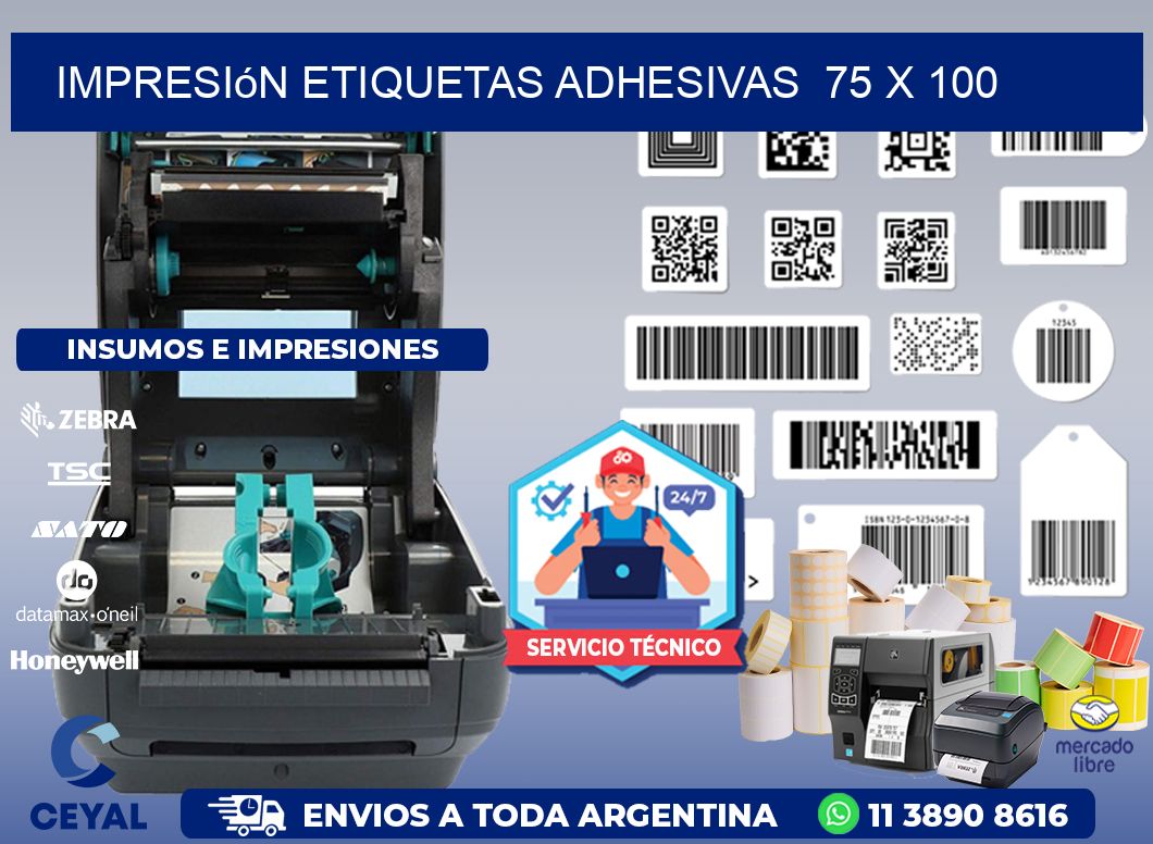Impresión Etiquetas adhesivas  75 x 100