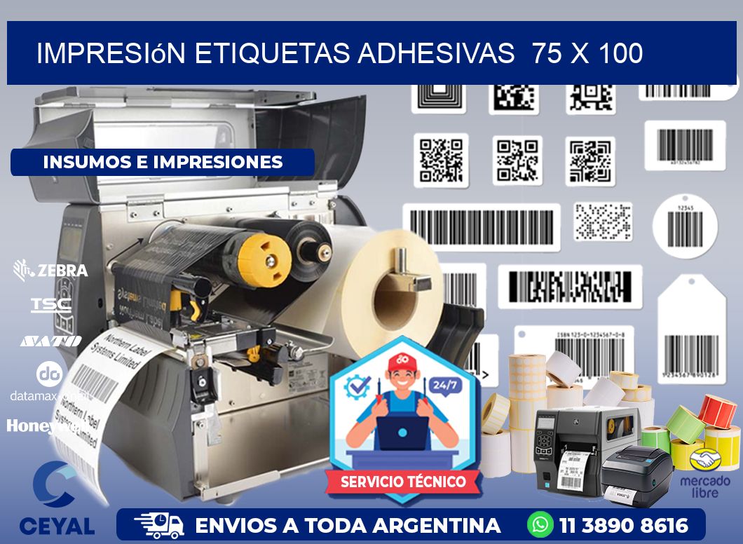 Impresión Etiquetas adhesivas  75 x 100