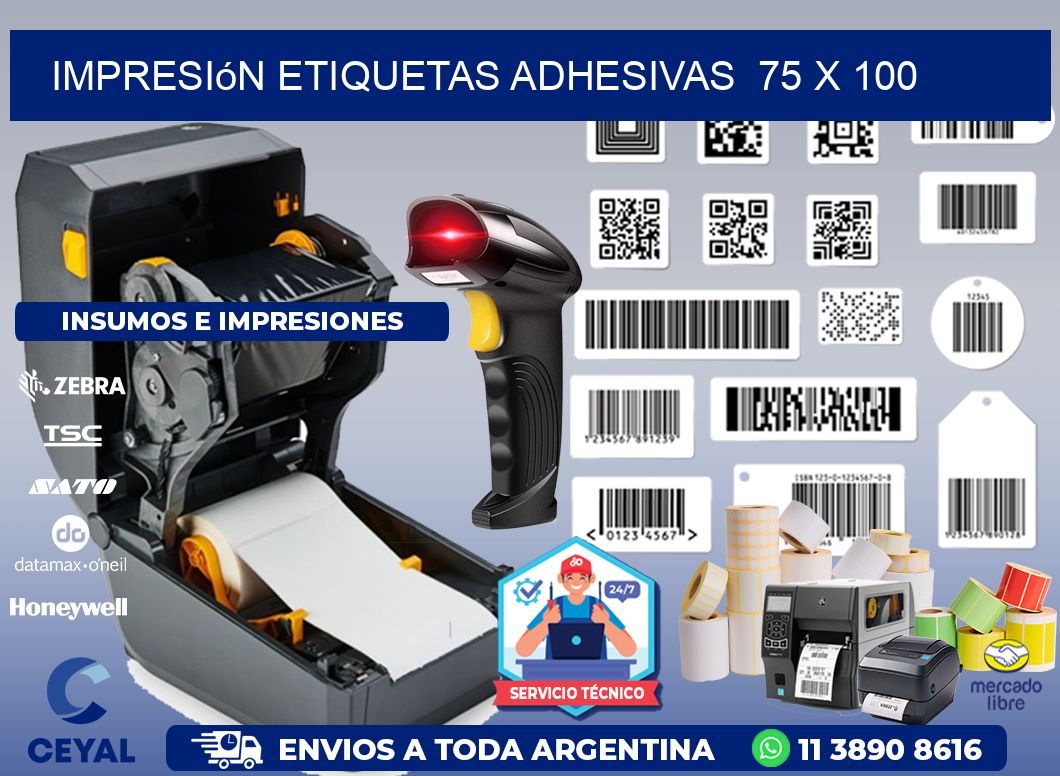 Impresión Etiquetas adhesivas  75 x 100