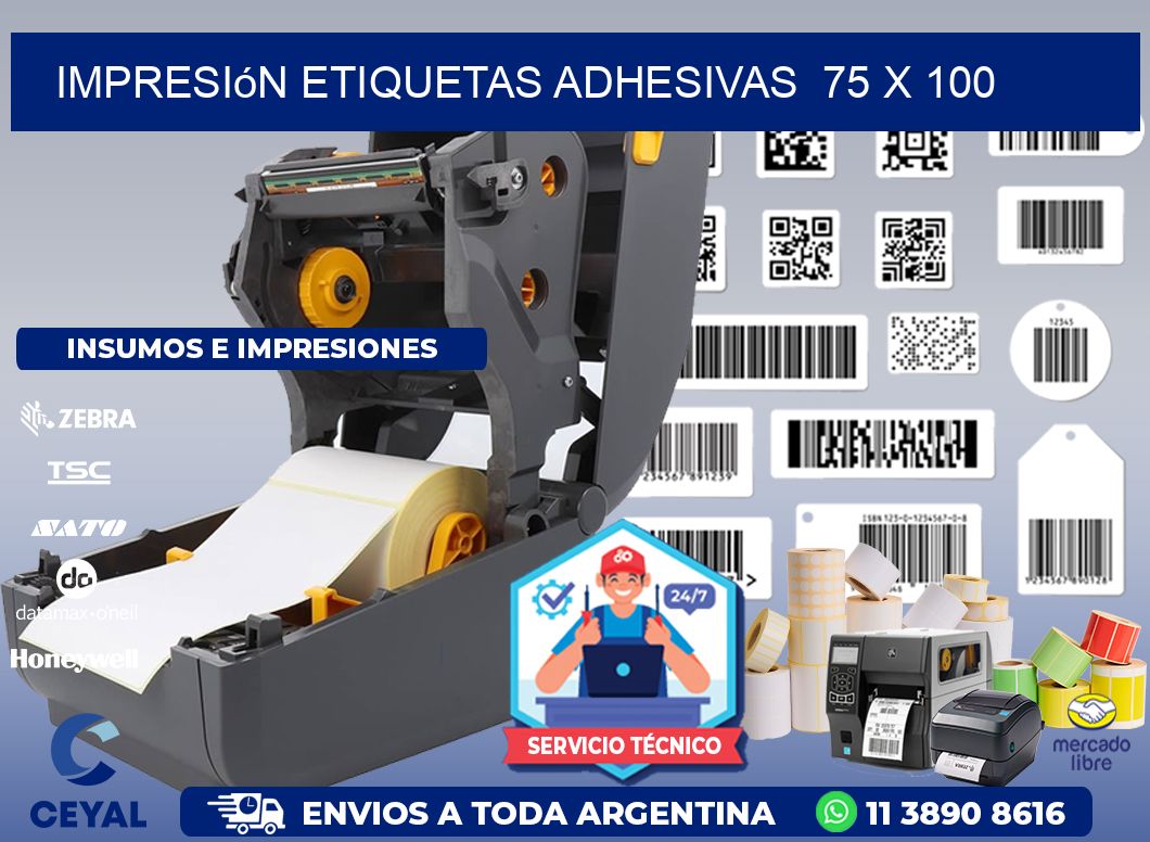 Impresión Etiquetas adhesivas  75 x 100