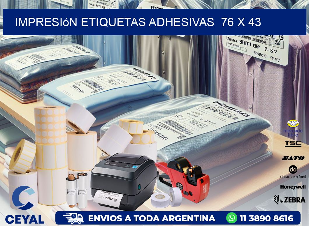 Impresión Etiquetas adhesivas  76 x 43