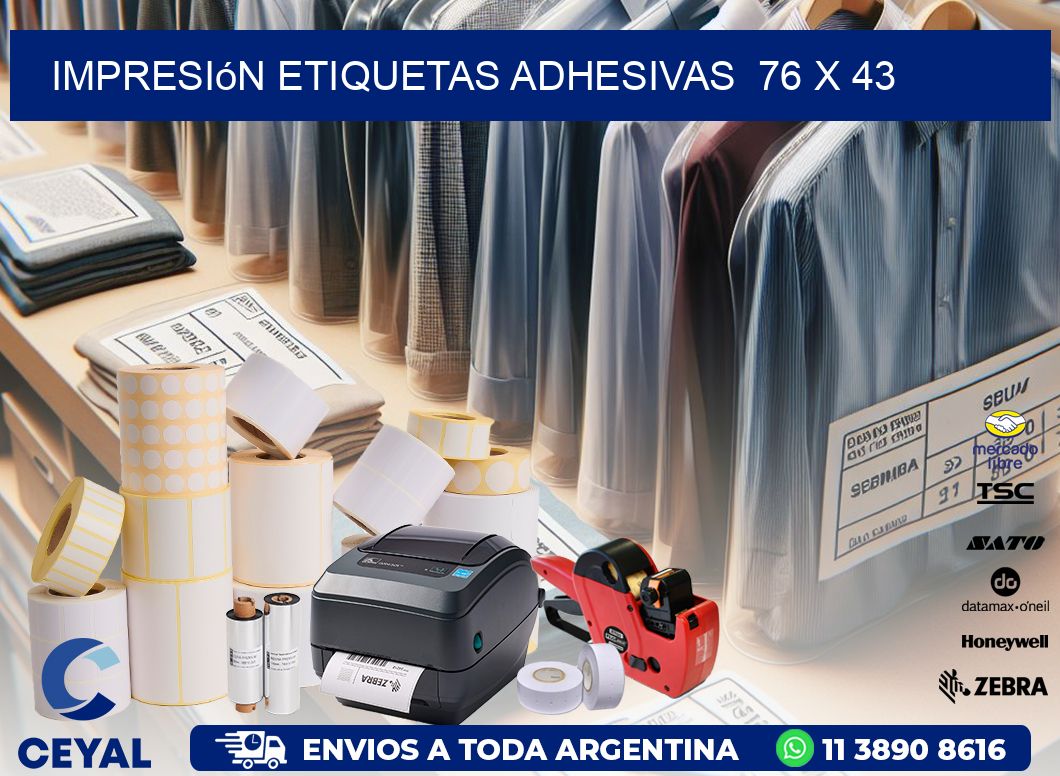 Impresión Etiquetas adhesivas  76 x 43