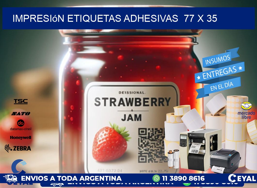 Impresión Etiquetas adhesivas  77 x 35