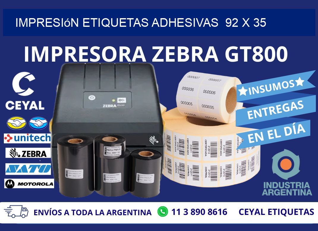 Impresión Etiquetas adhesivas  92 x 35