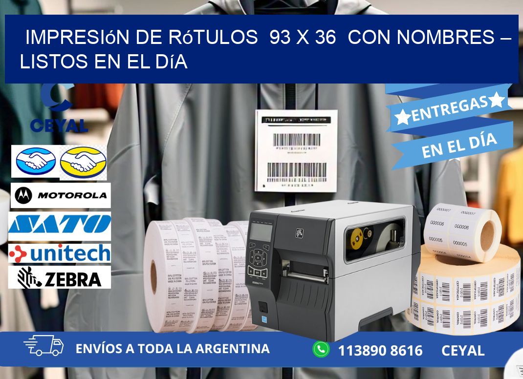 Impresión de Rótulos  93 x 36  con Nombres – Listos en el Día