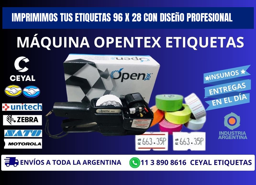 Imprimimos tus Etiquetas 96 x 28 con Diseño Profesional