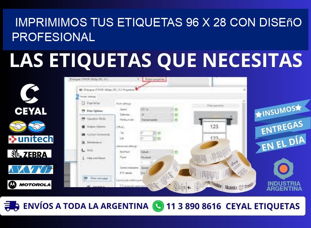 Imprimimos tus Etiquetas 96 x 28 con Diseño Profesional