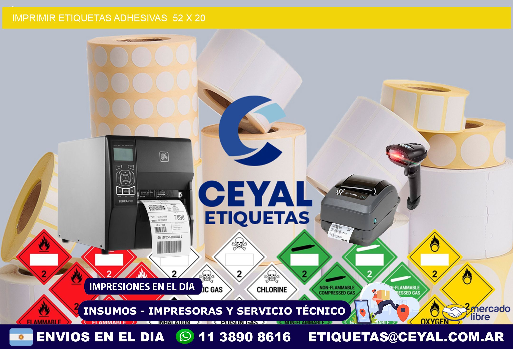 Imprimir Etiquetas adhesivas  52 x 20