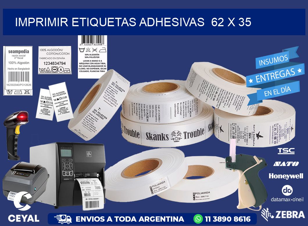 Imprimir Etiquetas adhesivas  62 x 35