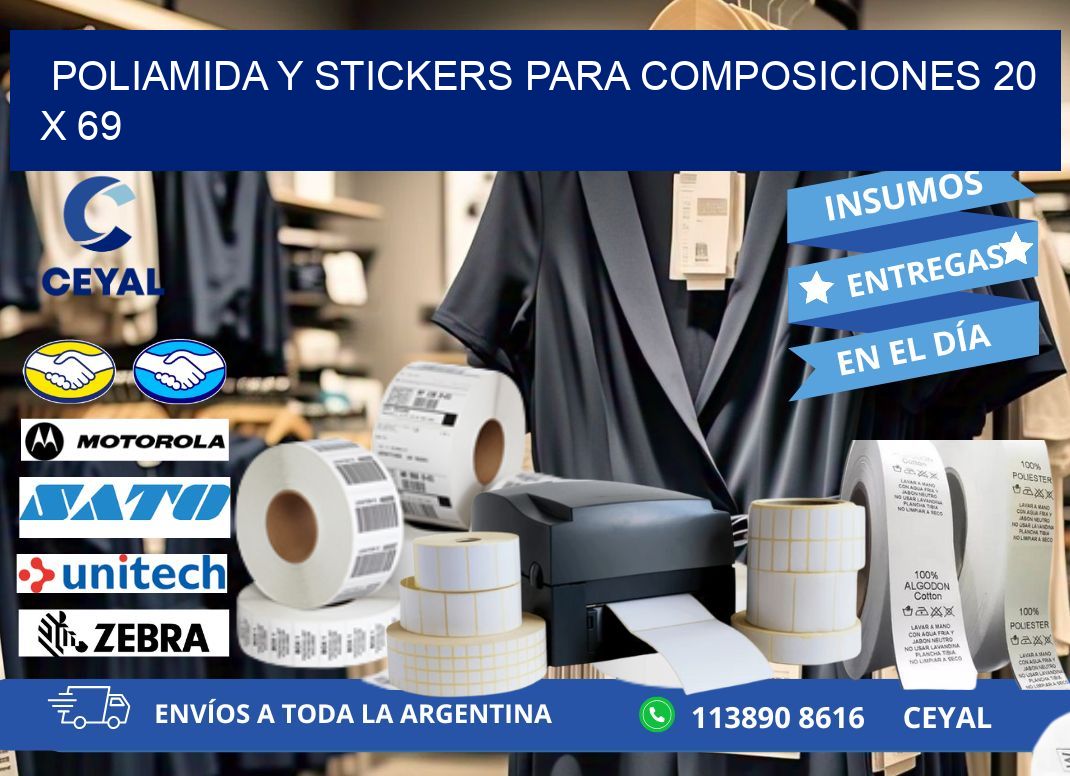 POLIAMIDA Y STICKERS PARA COMPOSICIONES 20 x 69