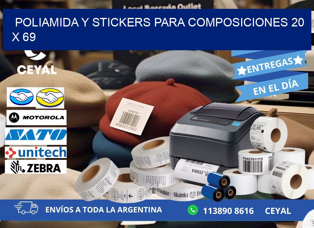 POLIAMIDA Y STICKERS PARA COMPOSICIONES 20 x 69