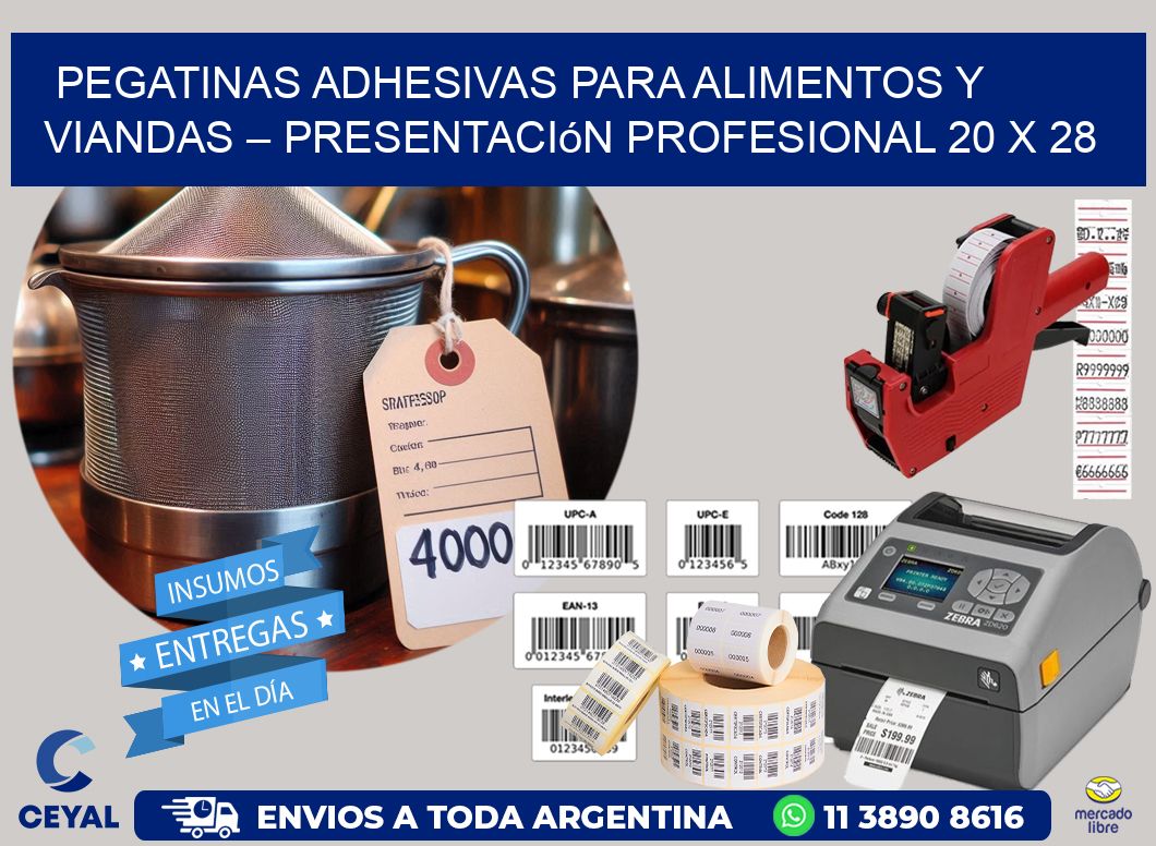 Pegatinas Adhesivas para Alimentos y Viandas – Presentación Profesional 20 x 28