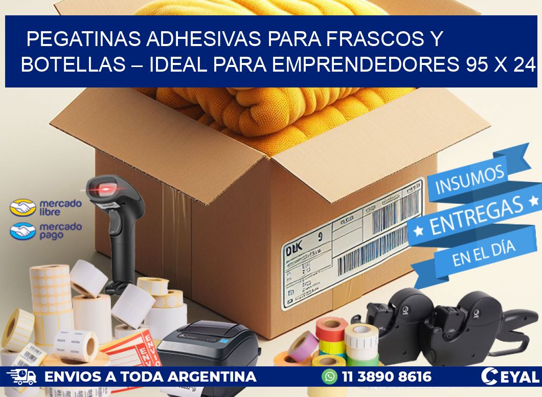 Pegatinas Adhesivas para Frascos y Botellas – Ideal para Emprendedores 95 x 24