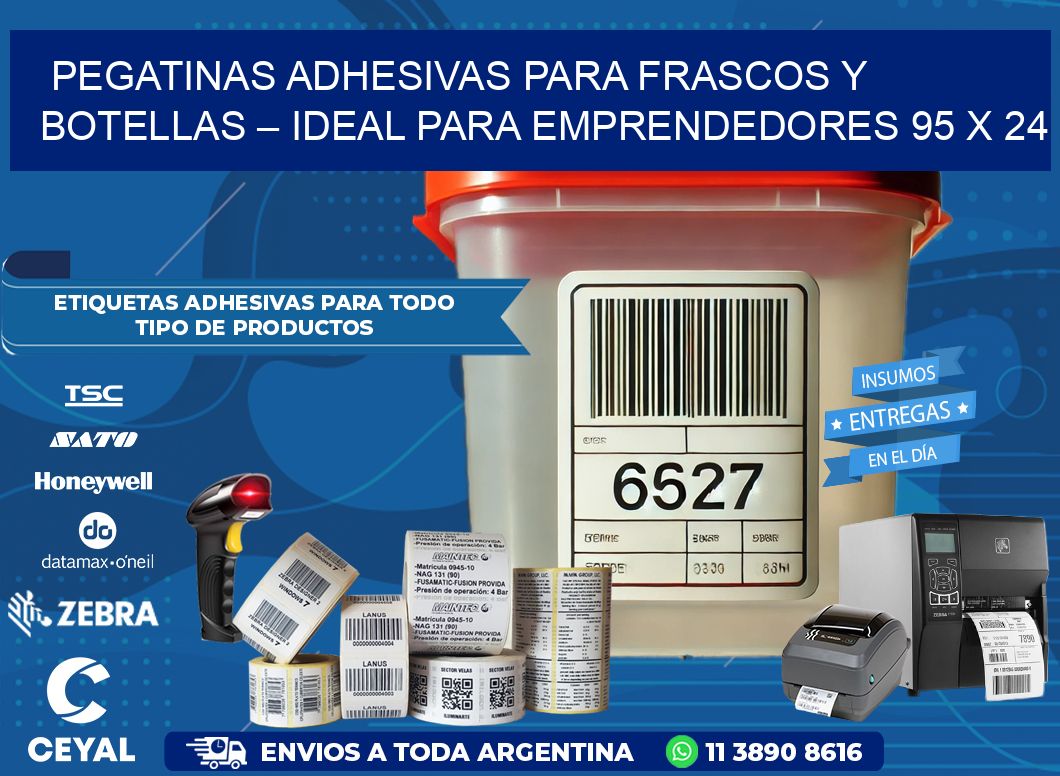 Pegatinas Adhesivas para Frascos y Botellas – Ideal para Emprendedores 95 x 24