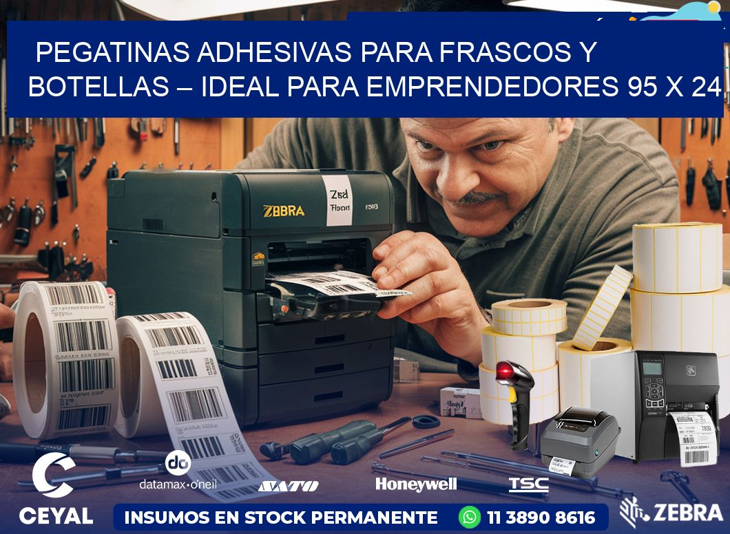 Pegatinas Adhesivas para Frascos y Botellas – Ideal para Emprendedores 95 x 24