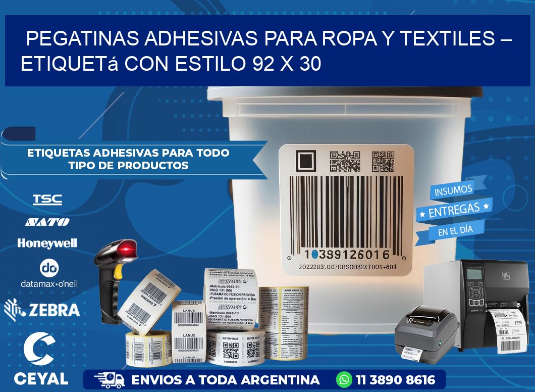 Pegatinas Adhesivas para Ropa y Textiles – Etiquetá con Estilo 92 x 30