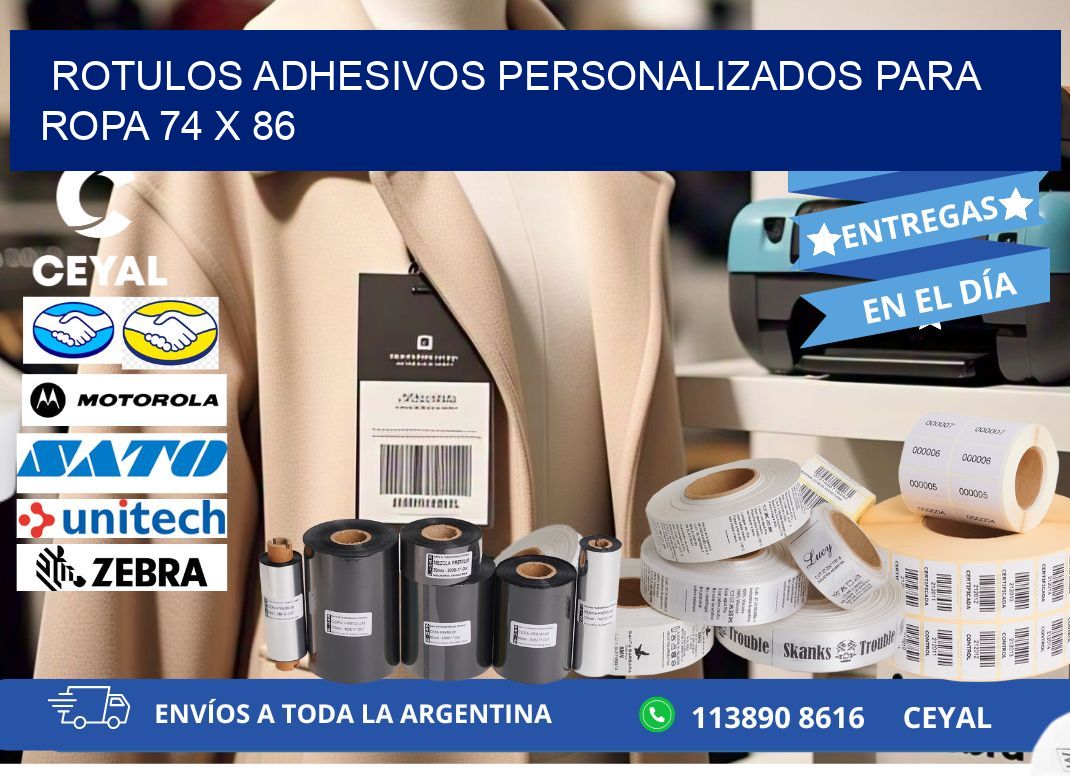 ROTULOS ADHESIVOS PERSONALIZADOS PARA ROPA 74 x 86