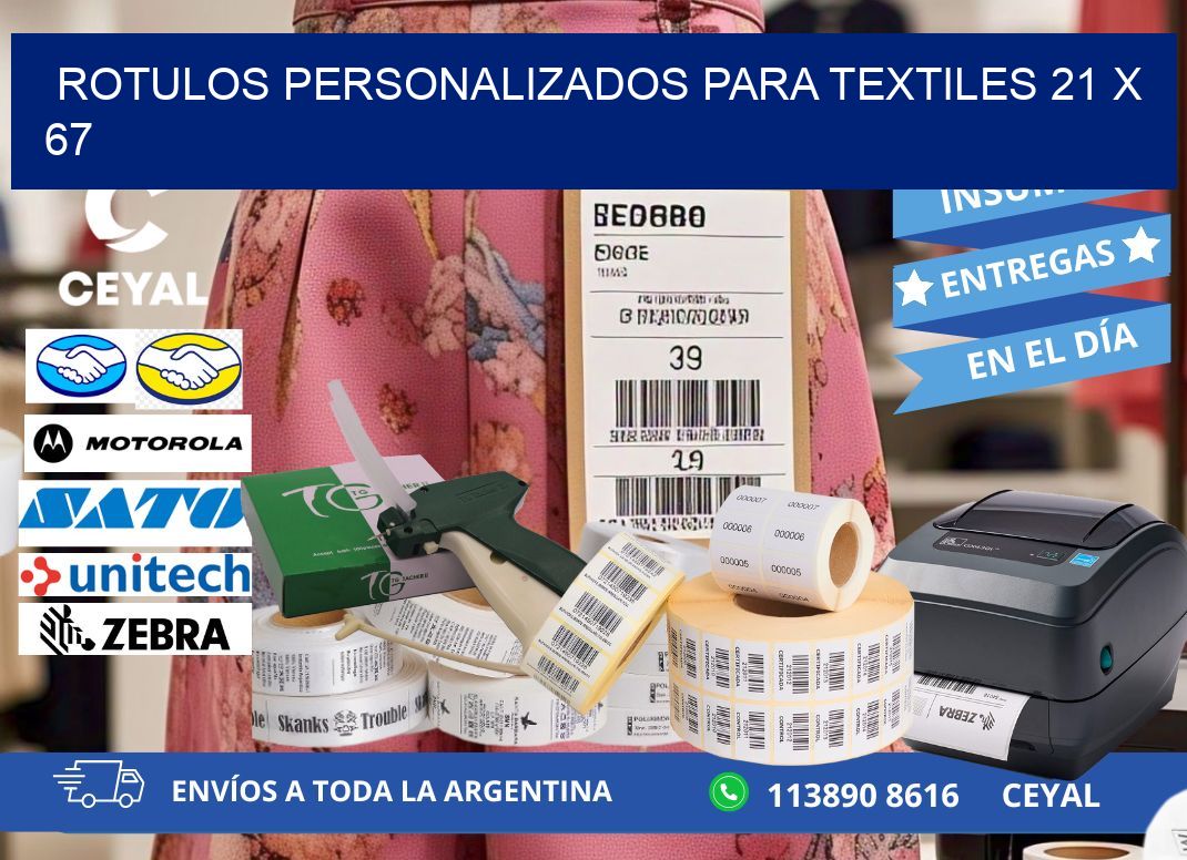 ROTULOS PERSONALIZADOS PARA TEXTILES 21 x 67