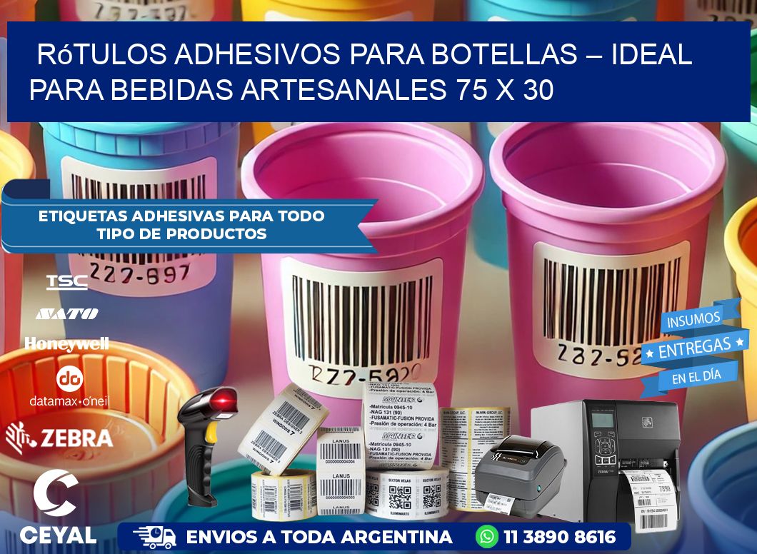 Rótulos Adhesivos para Botellas – Ideal para Bebidas Artesanales 75 x 30