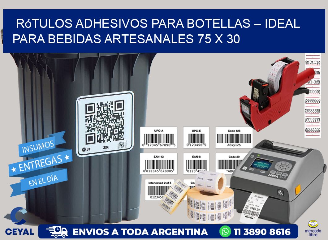 Rótulos Adhesivos para Botellas – Ideal para Bebidas Artesanales 75 x 30