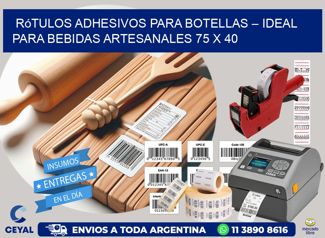 Rótulos Adhesivos para Botellas – Ideal para Bebidas Artesanales 75 x 40