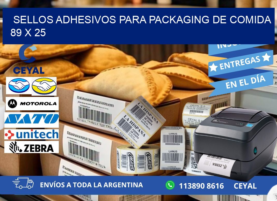 SELLOS ADHESIVOS PARA PACKAGING DE COMIDA  89 x 25