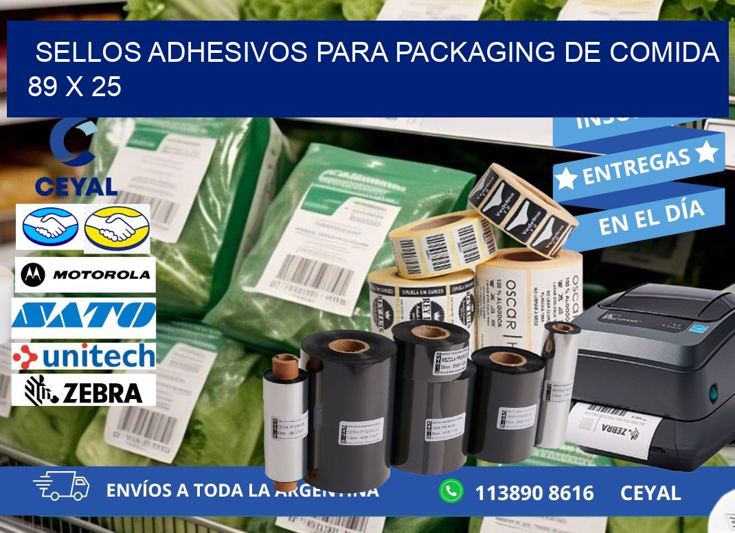 SELLOS ADHESIVOS PARA PACKAGING DE COMIDA  89 x 25