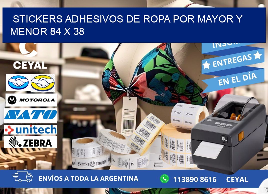 STICKERS ADHESIVOS DE ROPA POR MAYOR Y MENOR 84 x 38