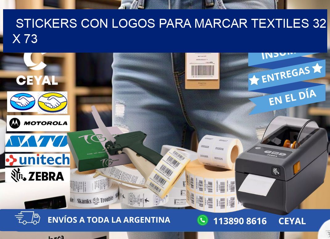 STICKERS CON LOGOS PARA MARCAR TEXTILES 32 x 73