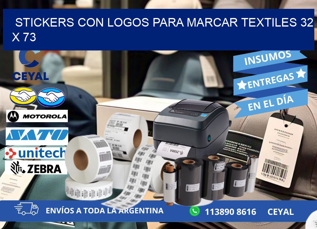 STICKERS CON LOGOS PARA MARCAR TEXTILES 32 x 73