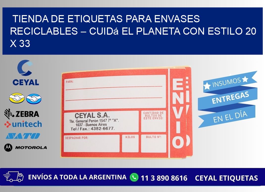 Tienda de Etiquetas para Envases Reciclables – Cuidá el Planeta con Estilo 20 x 33