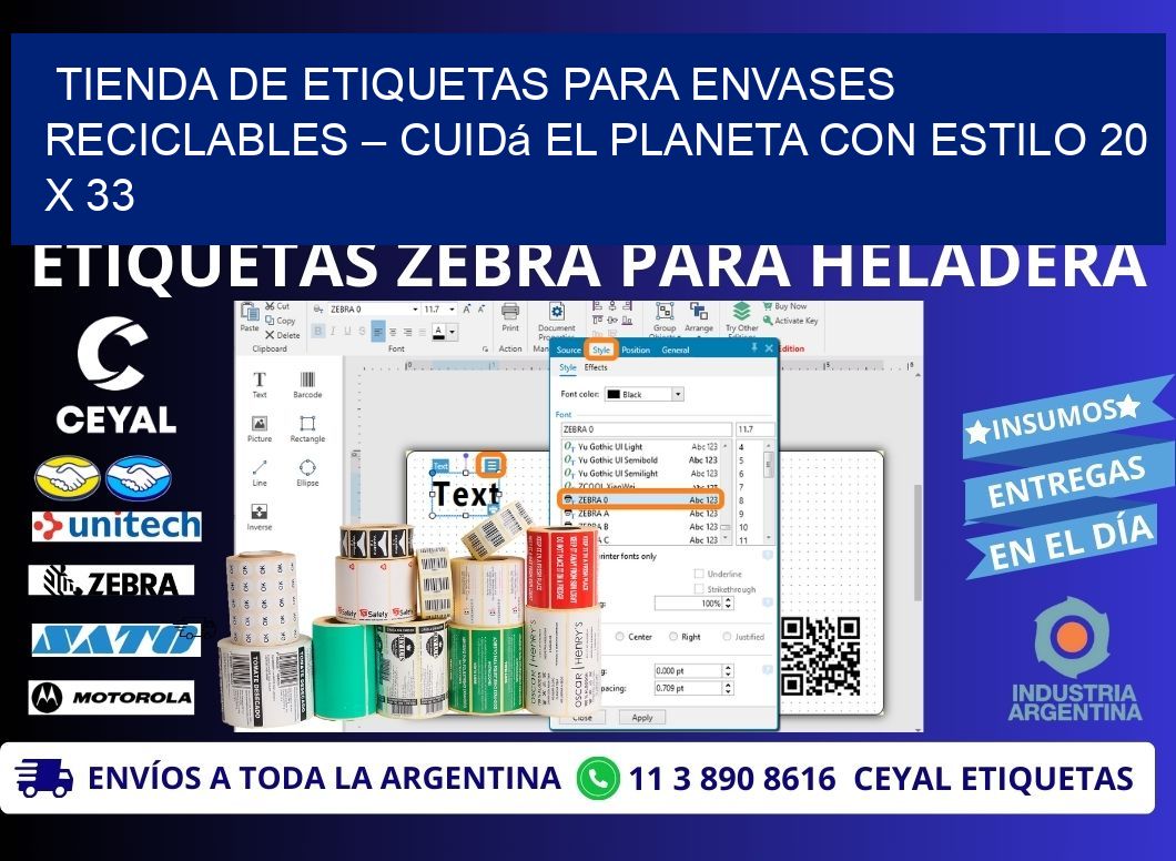 Tienda de Etiquetas para Envases Reciclables – Cuidá el Planeta con Estilo 20 x 33