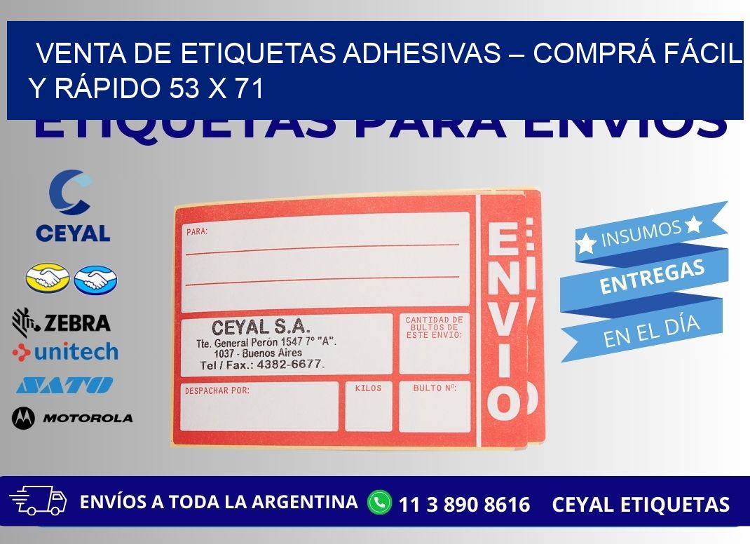 VENTA DE ETIQUETAS ADHESIVAS – COMPRÁ FÁCIL Y RÁPIDO 53 x 71