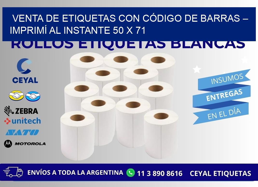 VENTA DE ETIQUETAS CON CÓDIGO DE BARRAS – IMPRIMÍ AL INSTANTE 50 x 71