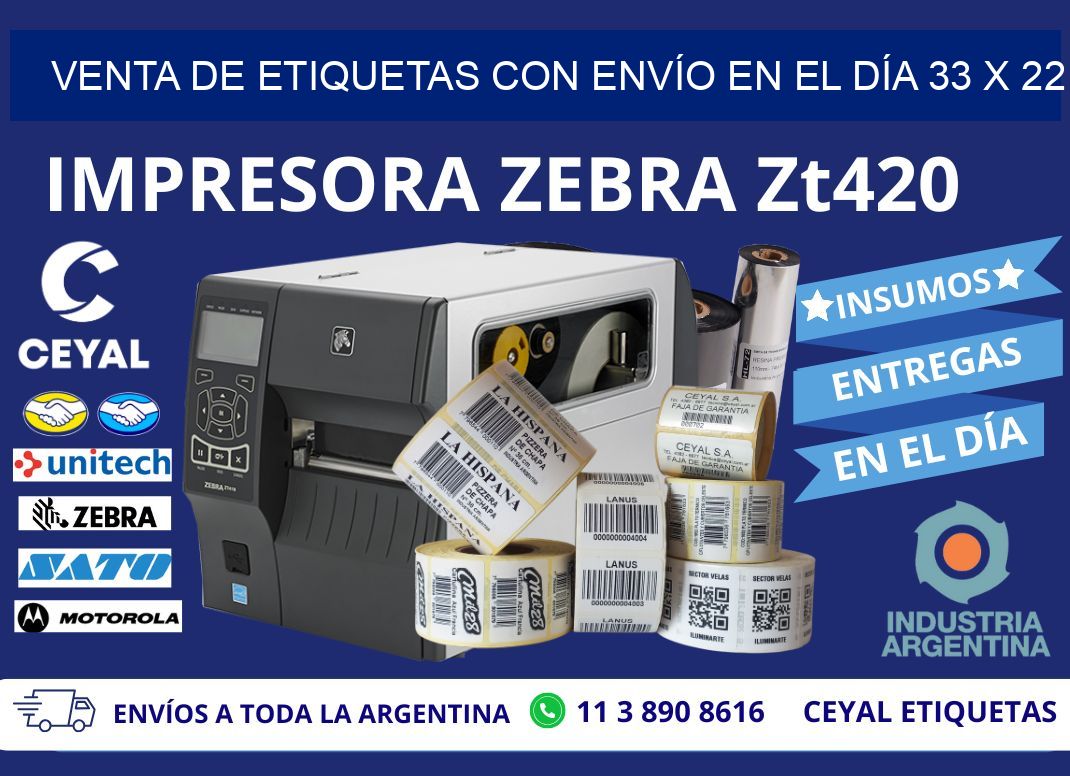 VENTA DE ETIQUETAS CON ENVÍO EN EL DÍA 33 x 22