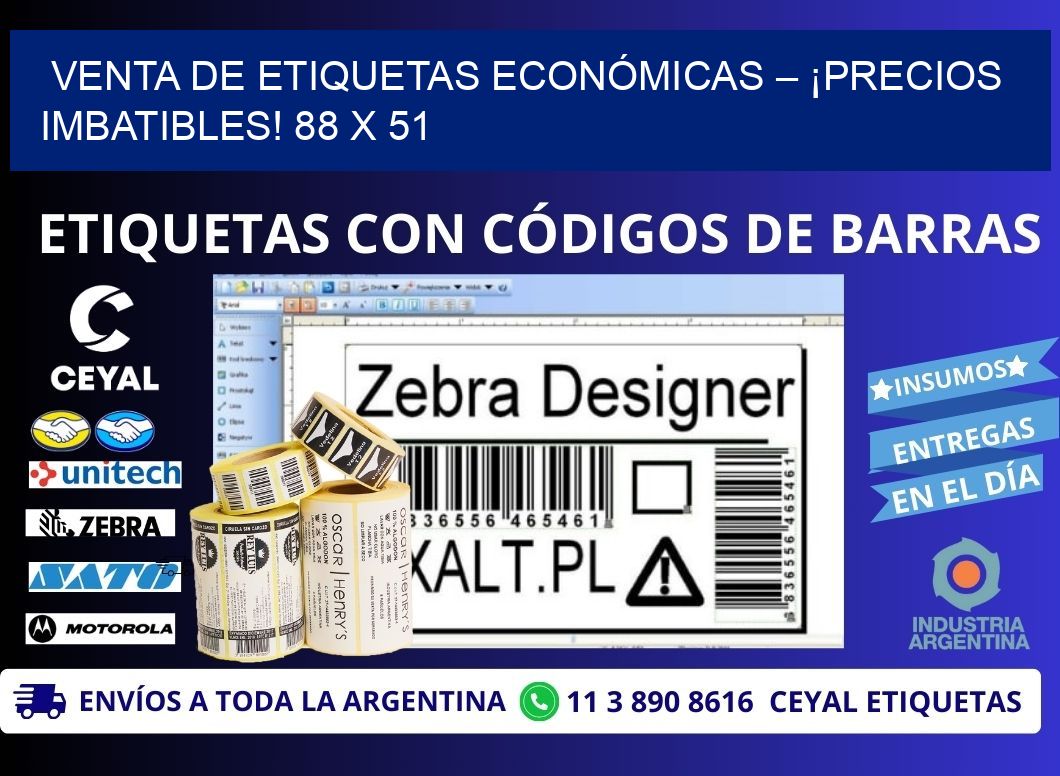 VENTA DE ETIQUETAS ECONÓMICAS – ¡PRECIOS IMBATIBLES! 88 x 51