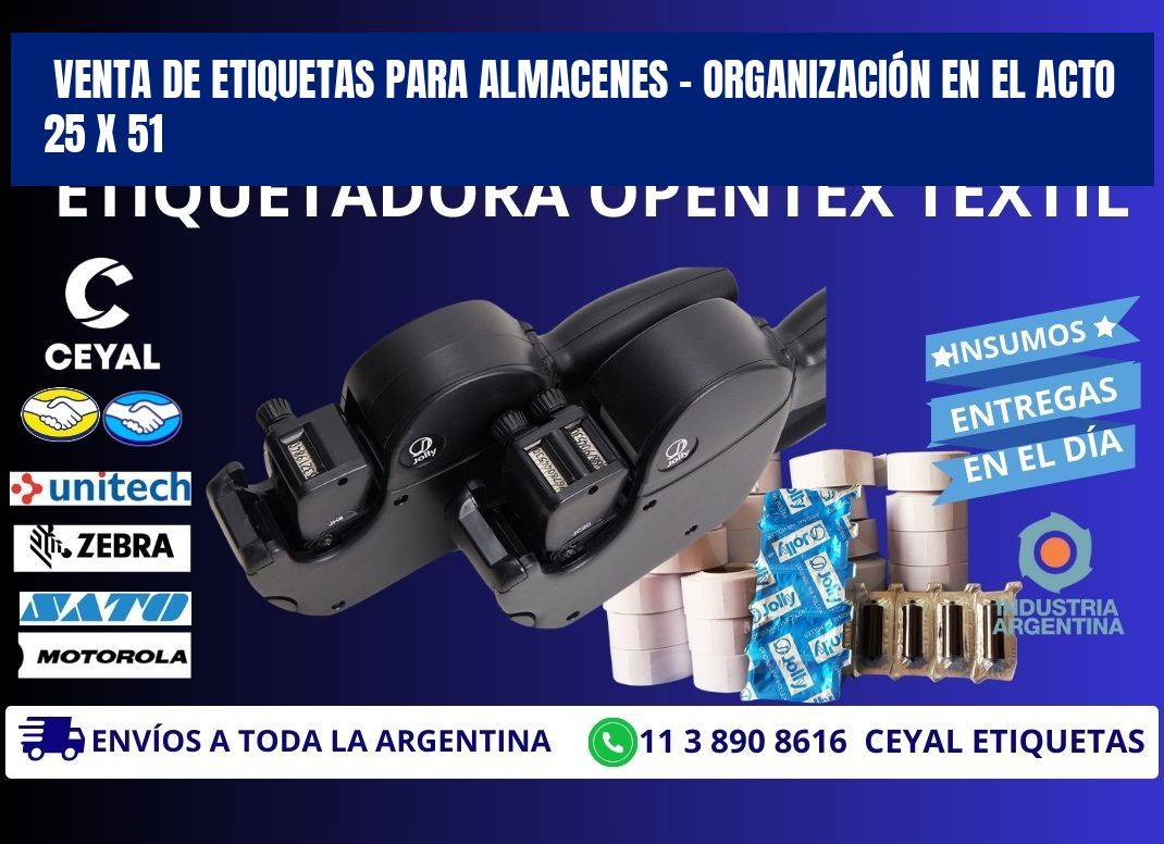 VENTA DE ETIQUETAS PARA ALMACENES – ORGANIZACIÓN EN EL ACTO 25 x 51
