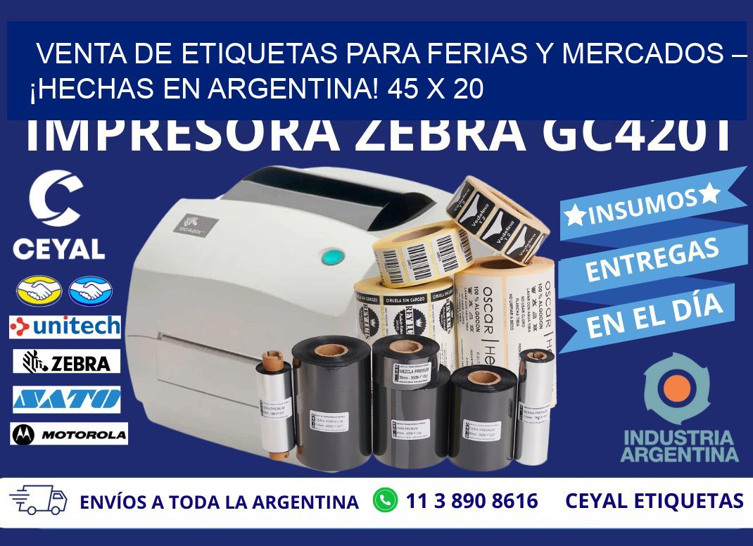 VENTA DE ETIQUETAS PARA FERIAS Y MERCADOS – ¡HECHAS EN ARGENTINA! 45 x 20